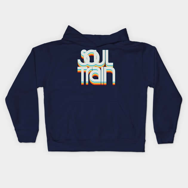 Retro Soul Train Color Blue Kids Hoodie by gaskengambare